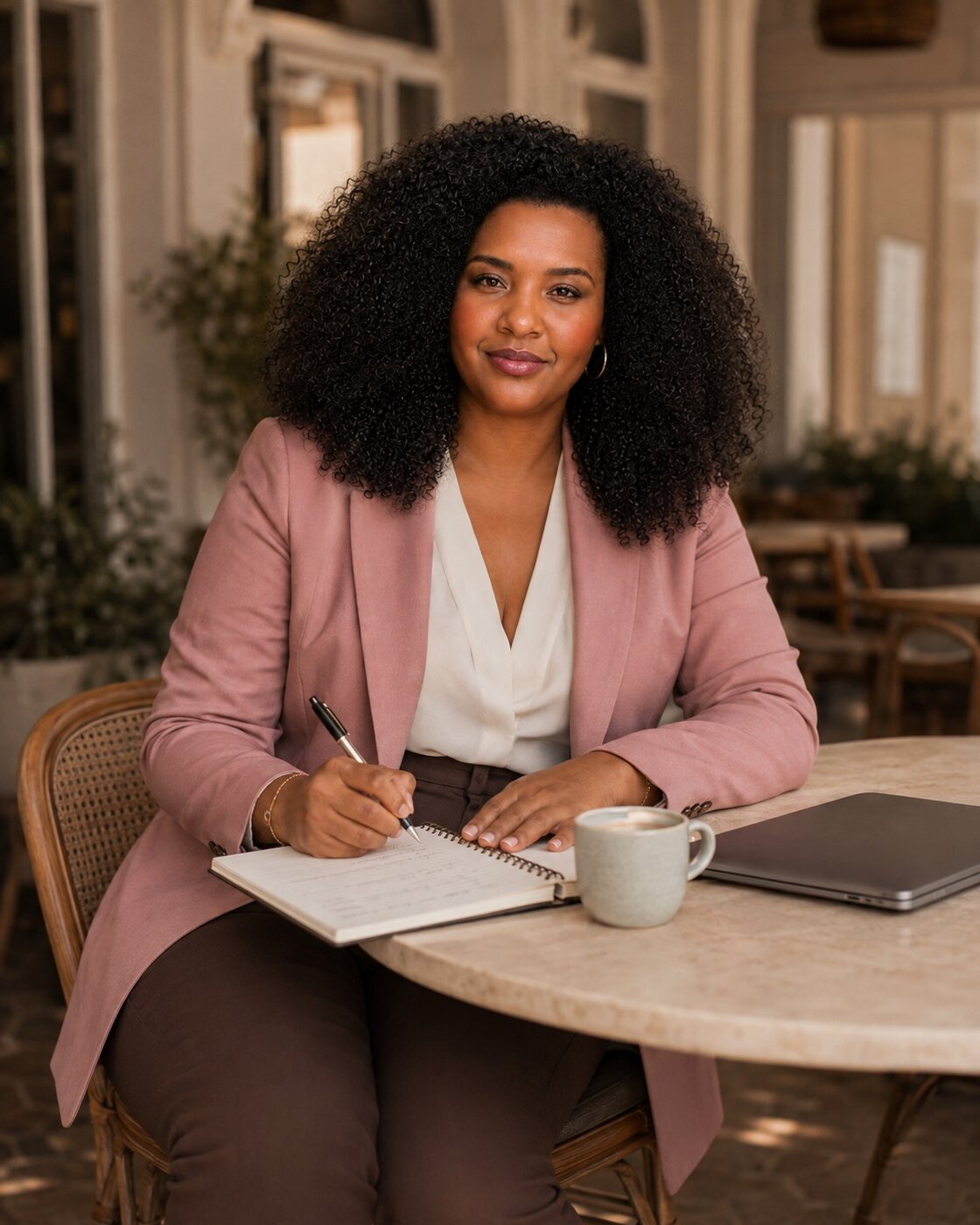 Davinia Edafioka, founder of Build From Abroad, working at a table